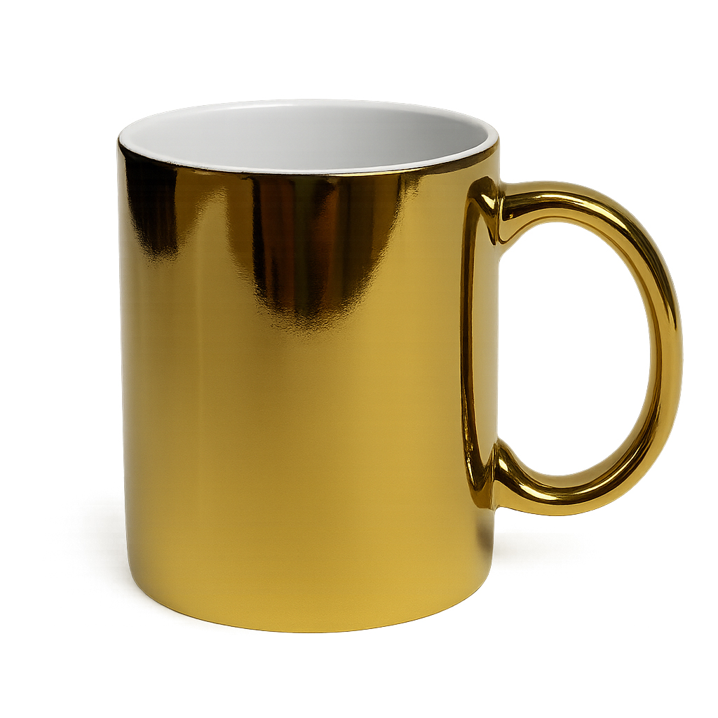 01 - TASSE NORMALE EN BLANC copy 4 Mug doré métalisé à effet miroire – Image 1