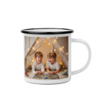 Mug en acier émaillé avec cerclage argenté