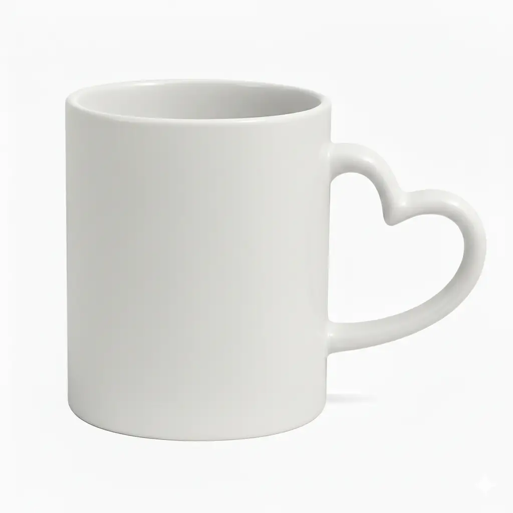 10 - TASSE COEUR BLANCHE Mug intérieur Simple & poignet cœur – Image 1