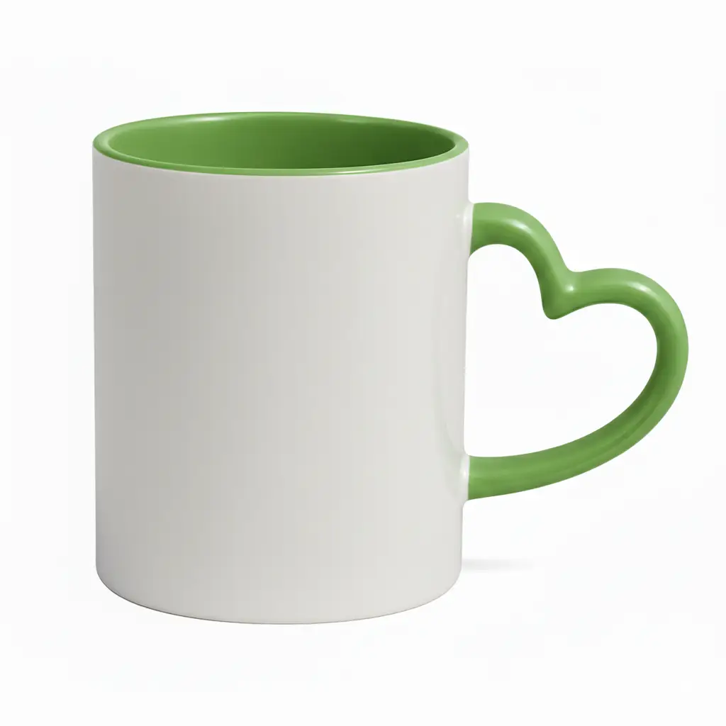 15 - TASSE COEUR VERT Mug intérieur vert & poignet cœur – Image 1