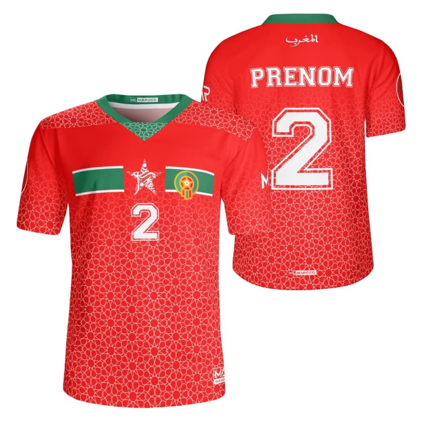 maillot-de-foot-personnalise-maroc T-shirt équipe nationale du maroc avec Nom & Numéro – Image 1